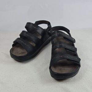 Cambrian Black Leather Strappy Sandals